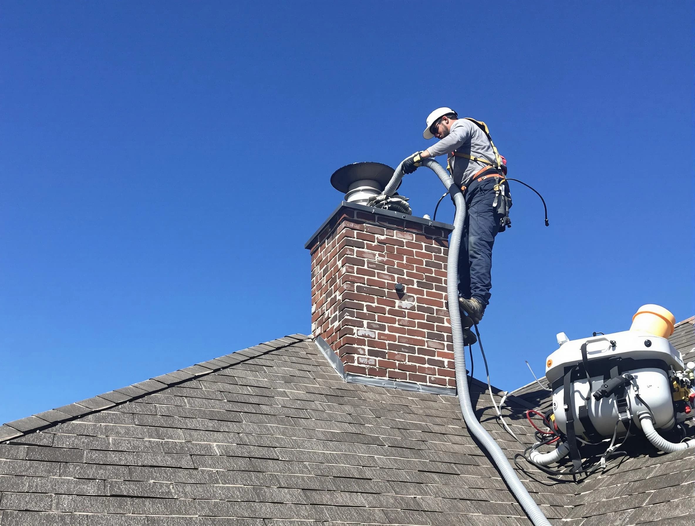 Dedicated White Bluff Chimney Sweep team member cleaning a chimney in White Bluff, TN