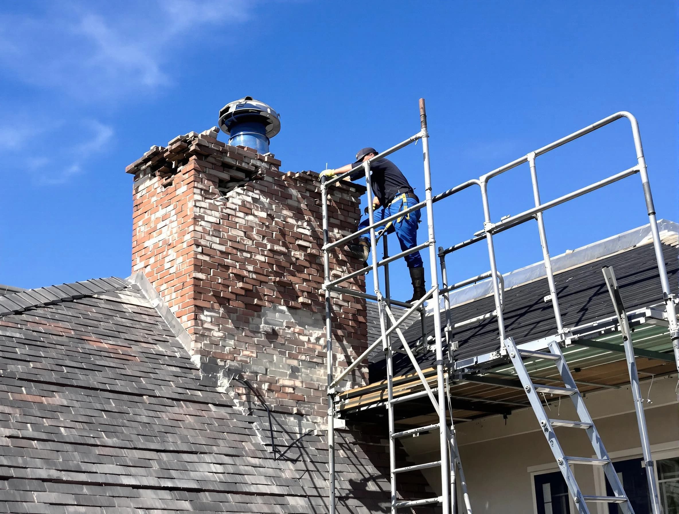 Rebuilding a chimney structure by White Bluff Chimney Sweep in White Bluff, TN