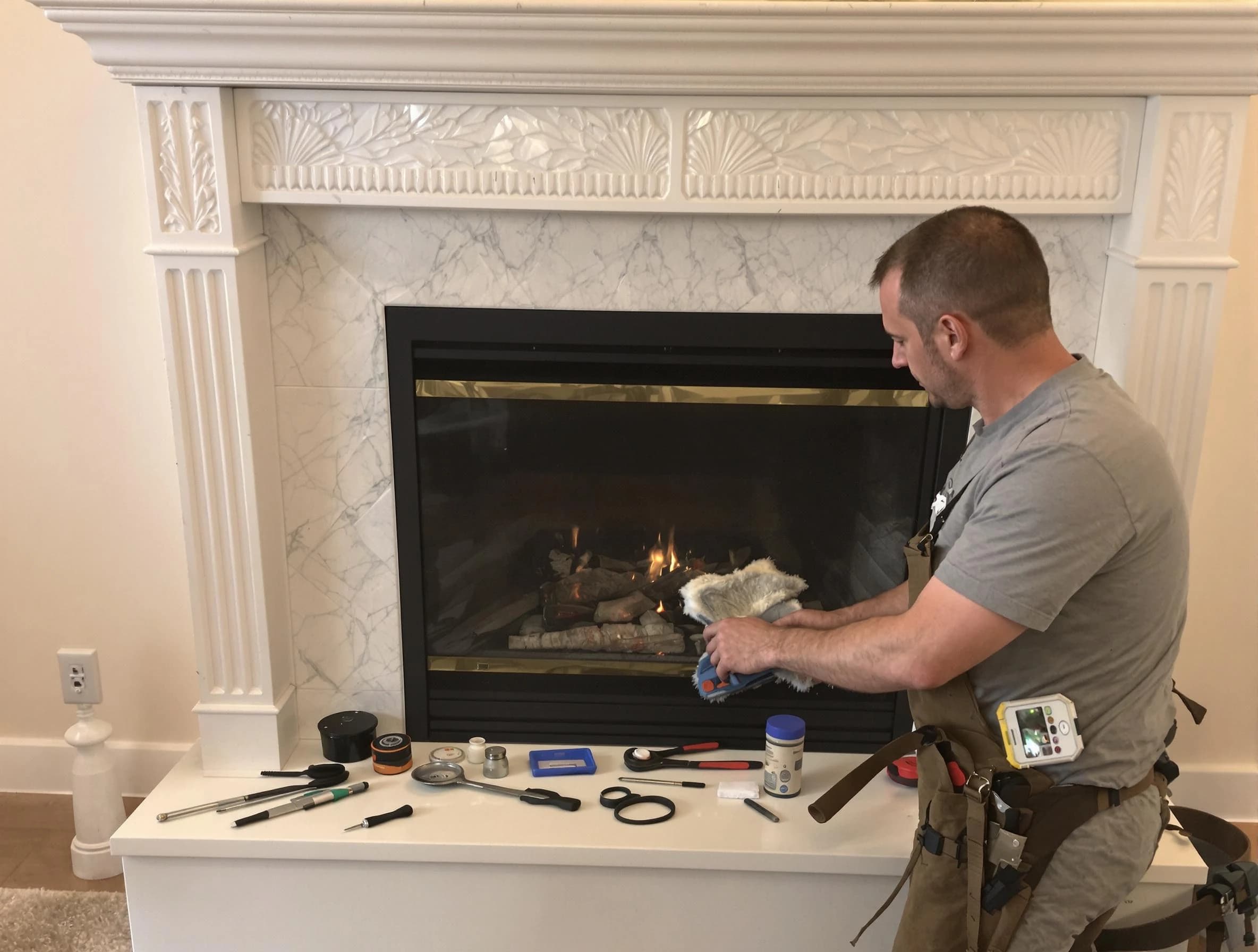 White Bluff Chimney Sweep performing fireplace maintenance in White Bluff, TN