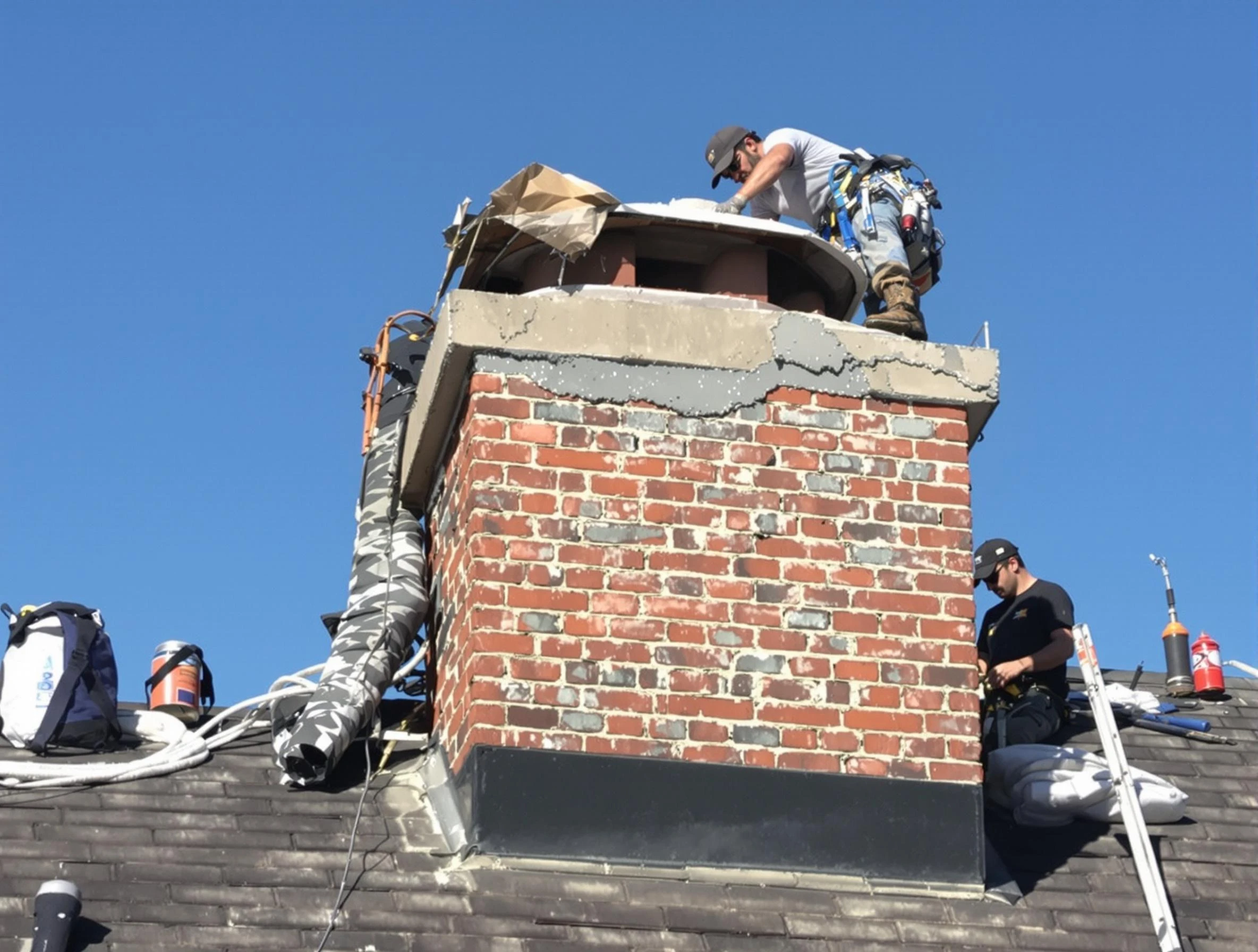 White Bluff Chimney Sweep installing a custom chimney crown in White Bluff, TN