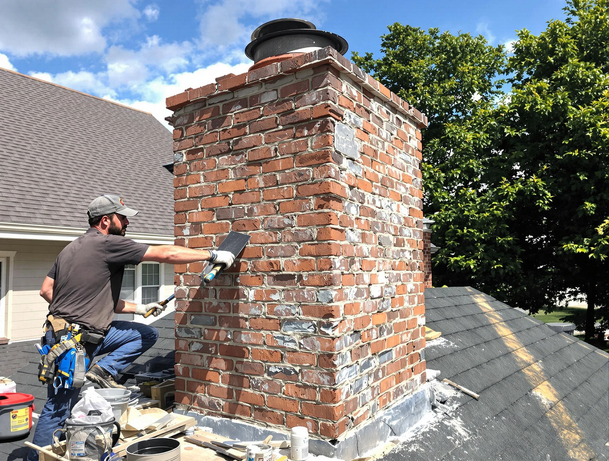 Completed chimney rebuild by White Bluff Chimney Sweep in White Bluff, TN