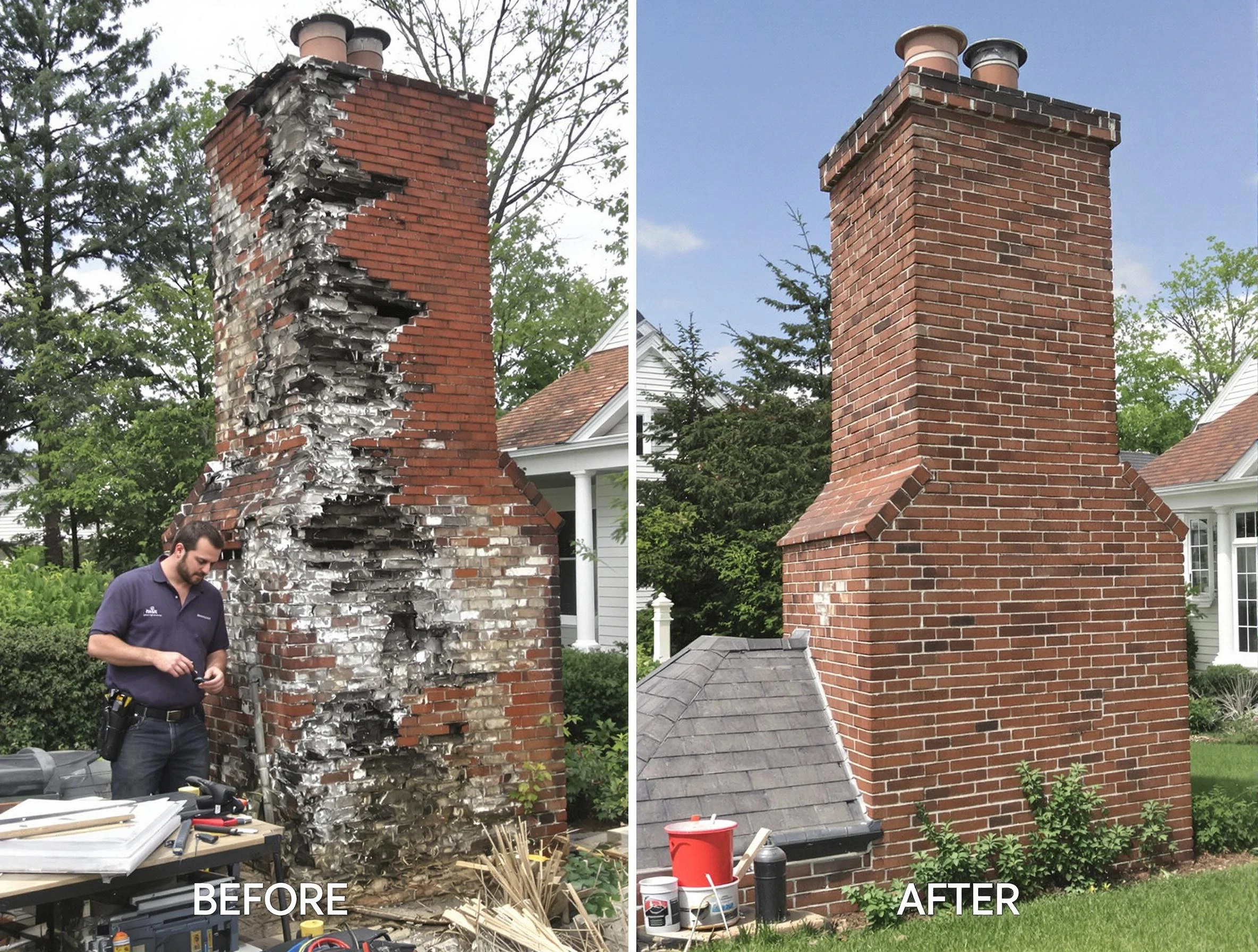 White Bluff Chimney Sweep performing a full chimney restoration in White Bluff, TN