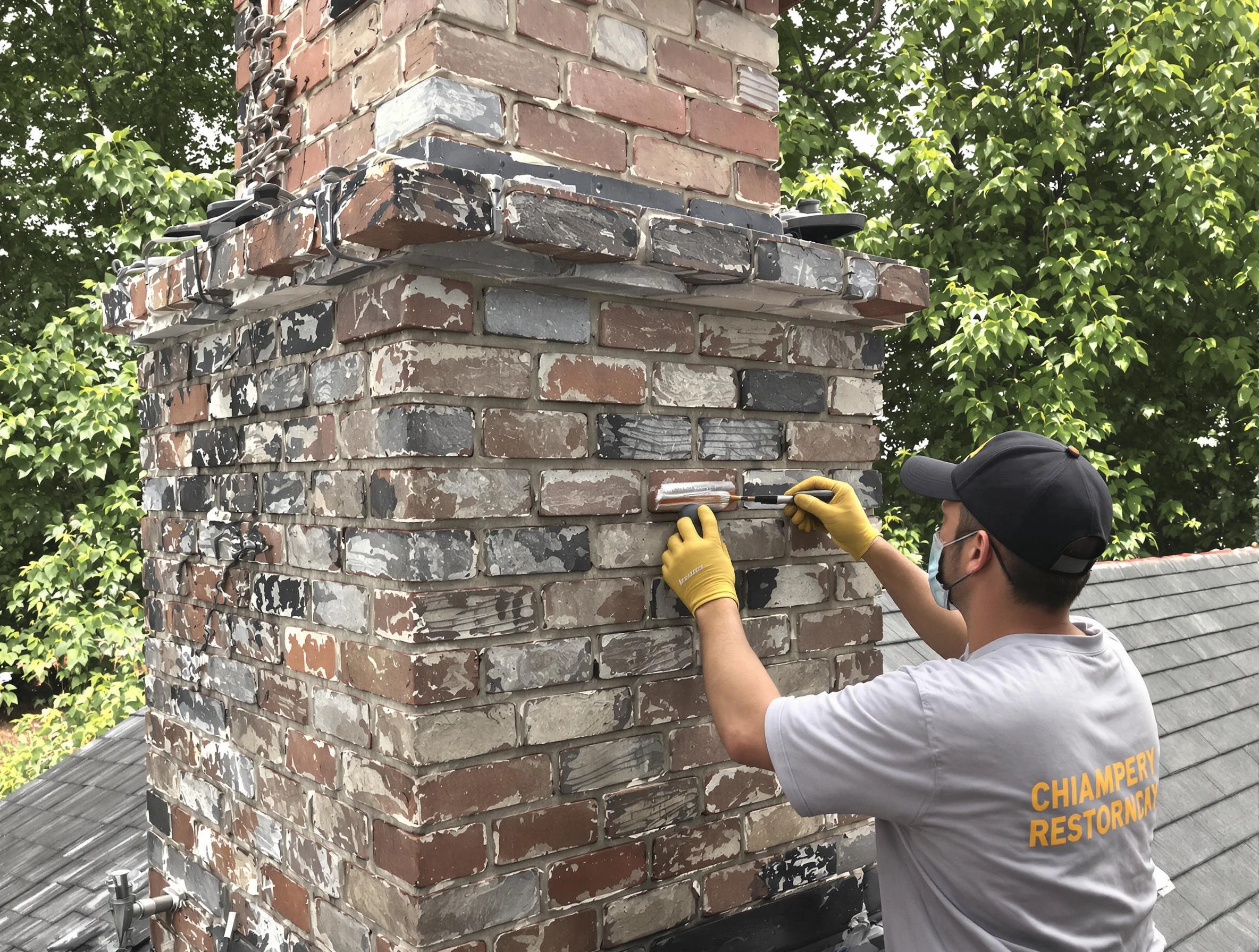In-progress chimney restoration by White Bluff Chimney Sweep in White Bluff, TN