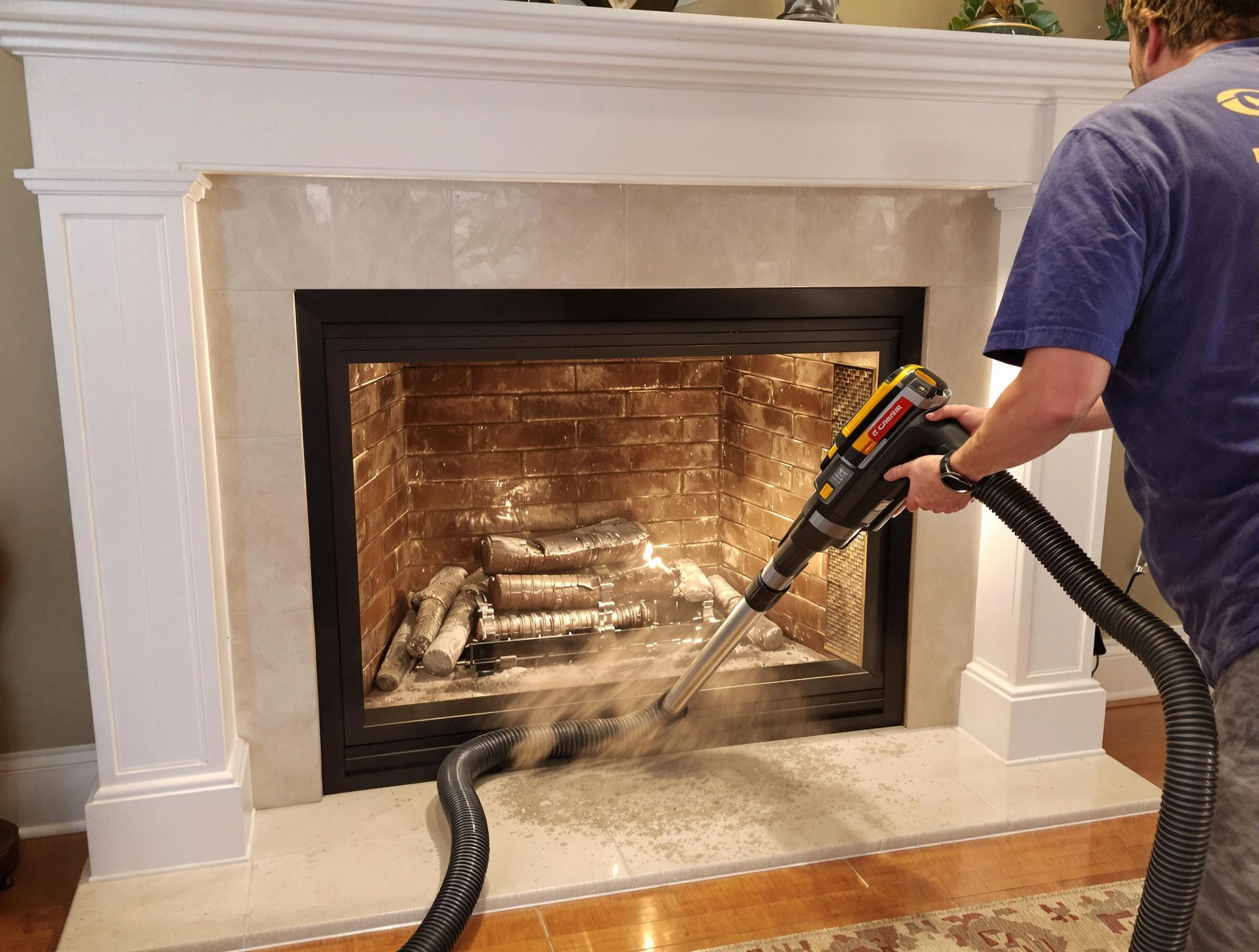 Fireplace cleaning performed by White Bluff Chimney Sweep in White Bluff, TN